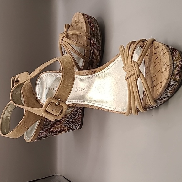 Anne Klein Colorful Patterned Wedge Sandals "Fionn" size 8.5 NWOT - Picture 1 of 12
